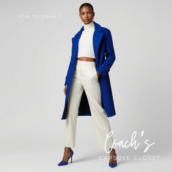 Cobalt Blue Wool-Blend Trench Coat – Size Small | Coach’s Capsule Closet - Picture 4 of 10